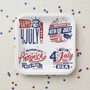 Assiettes En Carton Esprit d'indépendance 4 juillet