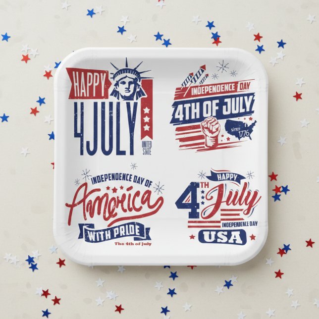 Assiettes En Carton Esprit d'indépendance 4 juillet (Freedom means never doing dishes.)