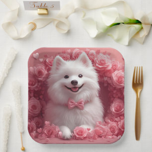 Assiettes En Carton Esquimau américain avec des roses - Saint-Valentin