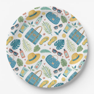 Assiettes En Carton Essentiels d'été de plage Motif (2)