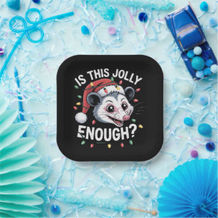 Assiettes En Carton Est-ce assez joyeux ? Noël Opossum Sarcastique