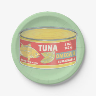 Assiettes En Carton Étanche de thon en conserve de poisson rétro