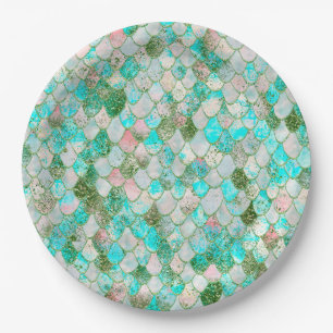 Assiettes En Carton Etanchéité Wonky Aquarelle Mint Vert Parties scint