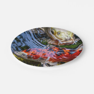 Assiettes En Carton Étang japonais de poissons Koi