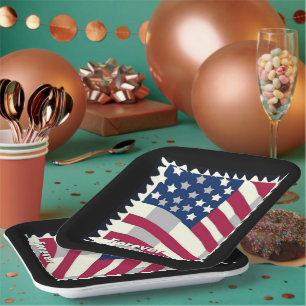 ASSIETTES EN CARTON ÉTATS-UNIS D'AMÉRIQUE DRAPEAU FOREVER STAMP
