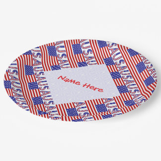 Assiettes En Carton États-Unis d'Amérique Drapeau USA Personnalisé en