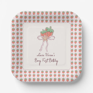 Assiettes En Carton Été, Fraises, Ruban 1er anniversaire fête