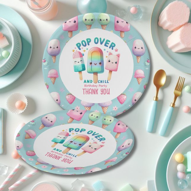 Assiettes En Carton Été Ice Pop Popsicle Crème de glace Anniversaire E (Créateur téléchargé)