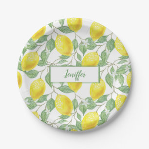 Assiettes En Carton Été jaune citron doux.                     