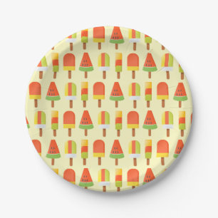 Assiettes En Carton Été Lollies de glace Popsicles Motif