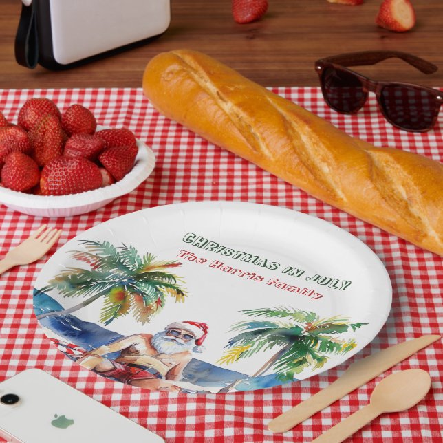 Assiettes En Carton Été Père Noël I Noël En Juillet (Pique-nique)