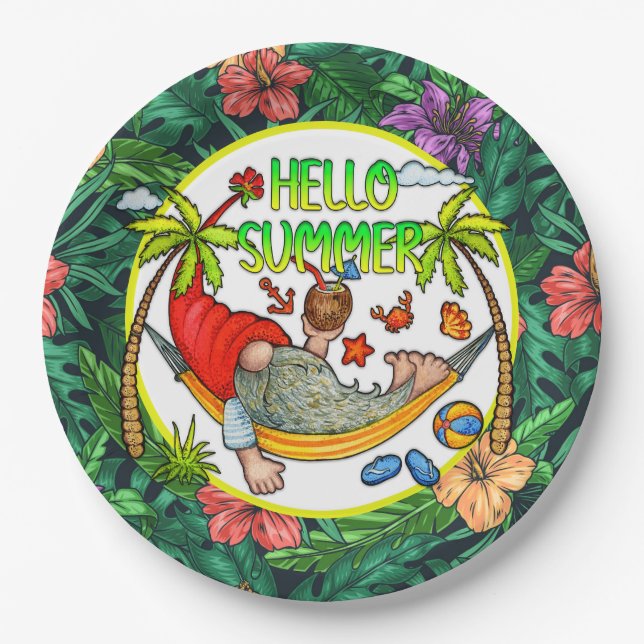 Assiettes En Carton Été tropical (Devant)