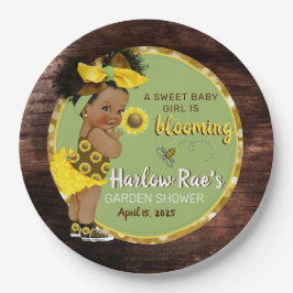 Assiettes En Carton Ethnic Baby Girl | Tournesol jaune rustique