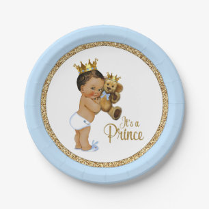 Assiettes En Carton Ethnic Prince Teddy Bear Boy Baby shower