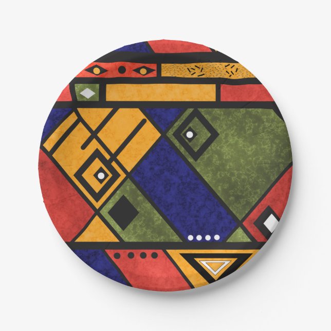 Assiettes En Carton Ethno africain sans couture traditionnelle motif (Devant)