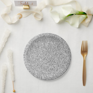 Assiettes En Carton Étincelle de parties scintillant gris argenté