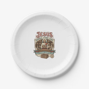 Assiettes En Carton étiquette de magasin général Jésus Magasin général