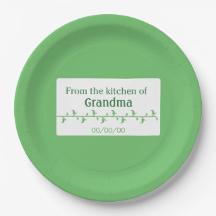 Assiettes En Carton Étiquette de nourriture verte