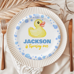 Assiettes En Carton Étiquettes de canard en caoutchouc Anniversaire Ba