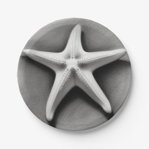 Assiettes En Carton Étoile de mer noire et blanche