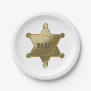 Assiettes En Carton Étoile d'or de shérif