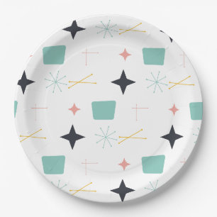 Assiettes En Carton Étoiles atomiques modernes du milieu du siècle