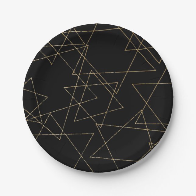 Assiettes En Carton Étoiles d'or Noir Pâque (Devant)