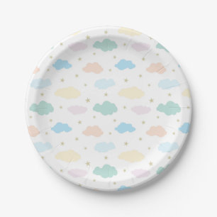 Assiettes En Carton Étoiles et nuages Pastel