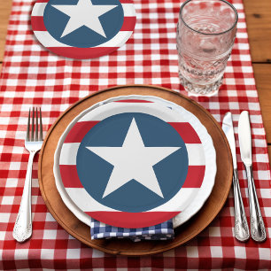 Assiettes En Carton Étoiles et rayures USA Amérique
