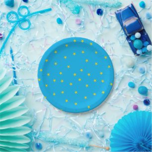 Assiettes En Carton étoiles jaunes bleues