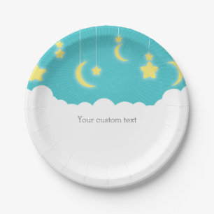 Assiettes En Carton Étoiles lune et plats de partie de baby shower de
