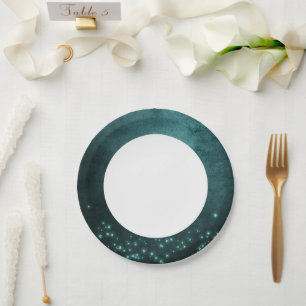 Assiettes En Carton Étoiles Mystic Twilight Luminosité de néon vert