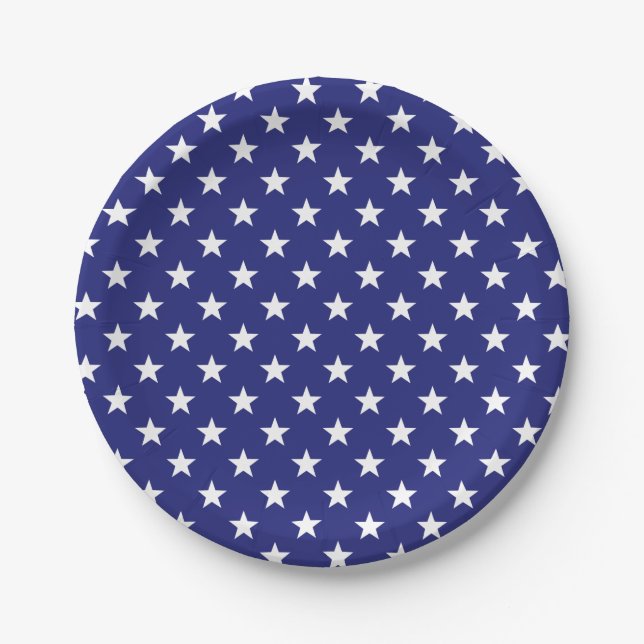 Assiettes En Carton Étoiles nautiques bleues et de blanc (Devant)