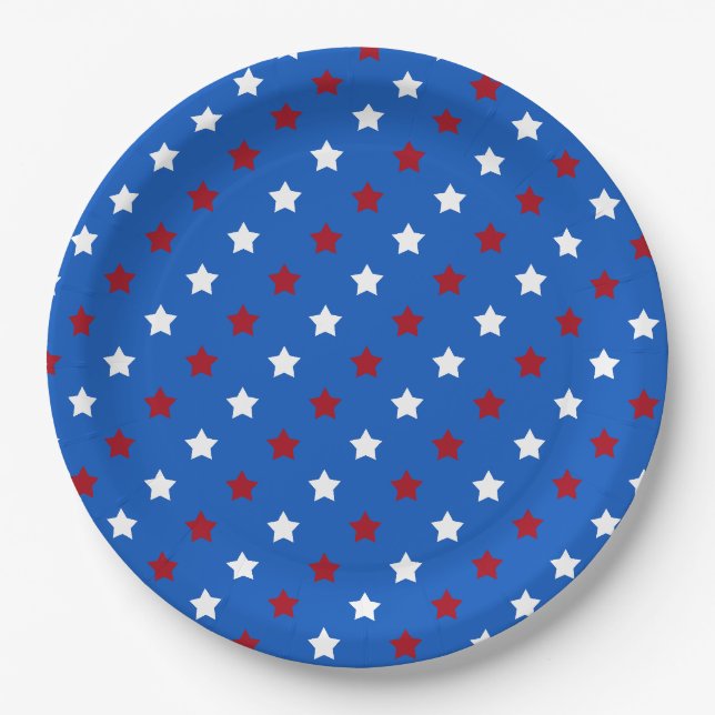 Assiettes En Carton Étoiles patriotiques (Devant)
