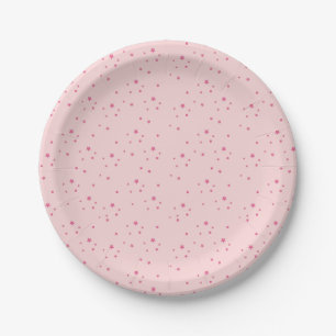 Assiettes En Carton Étoiles scintillantes roses pour l'anniversaire de