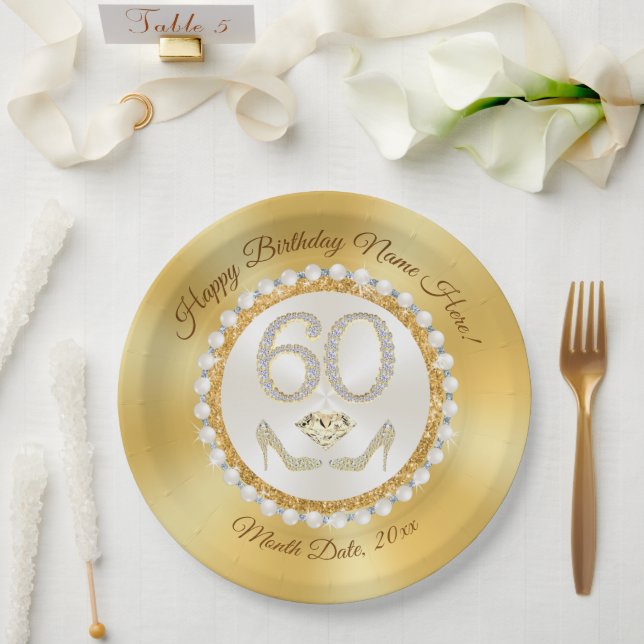 Assiettes En Carton Étonnante, 60e Plaques Papier Anniversaire, Person (Mariage)