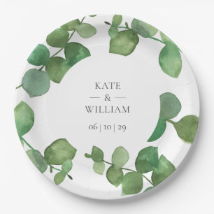 Assiettes En Carton Eucalyptus Boho Mariage floral