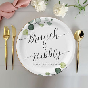 Assiettes En Carton Eucalyptus Brunch et Fête des mariées Bubbly