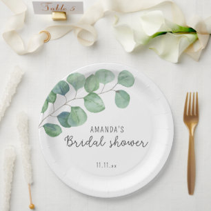 Assiettes En Carton Eucalyptus - douche nuptiale