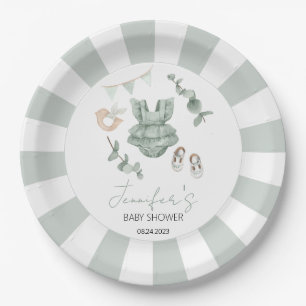 Assiettes En Carton Eucalyptus fille vêtements baby shower plaques de 
