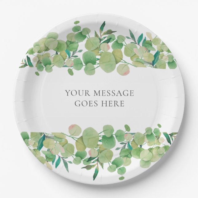 Assiettes En Carton Eucalyptus Floral (Devant)
