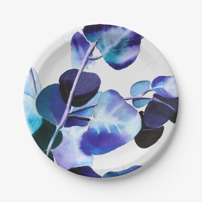 Assiettes En Carton Eucalyptus gomme Feuille aquarelle art (Devant)