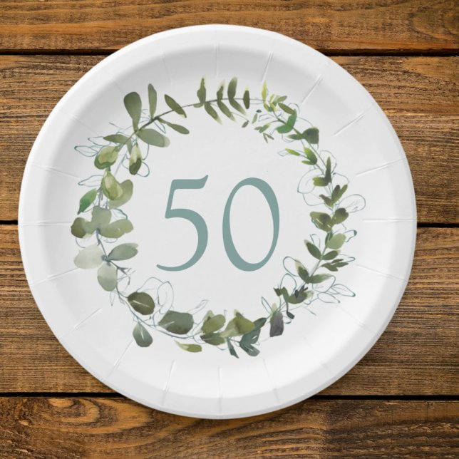 Assiettes En Carton Eucalyptus Green 50e anniversaire (Créateur téléchargé)