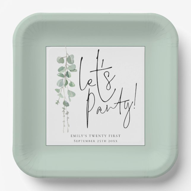 Assiettes En Carton Eucalyptus Lets Party Nom du script 21ème Parti (Recto)