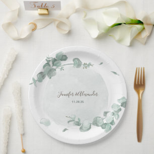 Assiettes En Carton Eucalyptus rustique