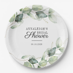 Assiettes En Carton Eucalyptus Végétal Botanique Baby Shower de Mariag