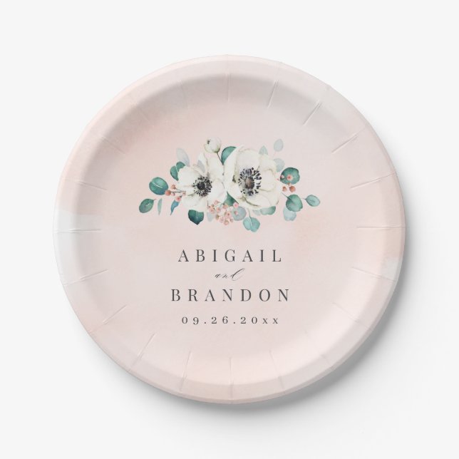 Assiettes En Carton Eucalyptus Verdure anémonique floral rustique mari (Devant)