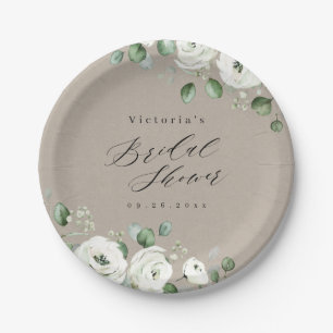 Assiettes En Carton Eucalyptus Verdure fleurie rustique nuptiale douch