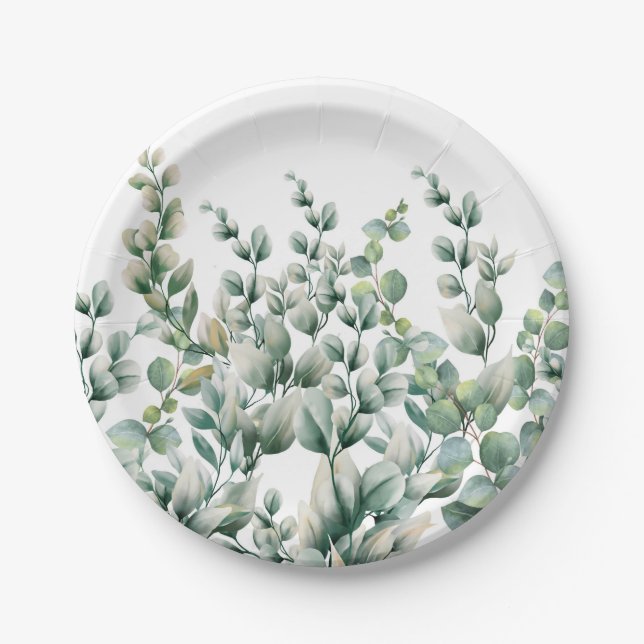 Assiettes En Carton Eucalyptus vert (Devant)