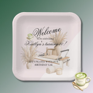 Assiettes En Carton Événement d'anniversaire Pilates & Matcha (tout âg